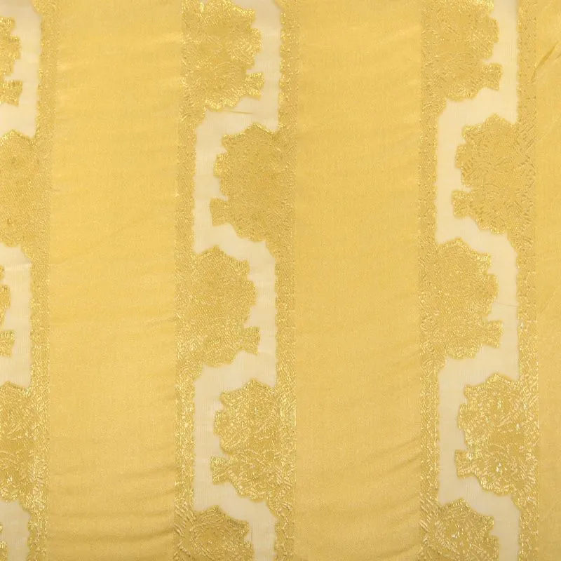Satin de Soie ocre bandes de jacquard tissées dorées – Image 3