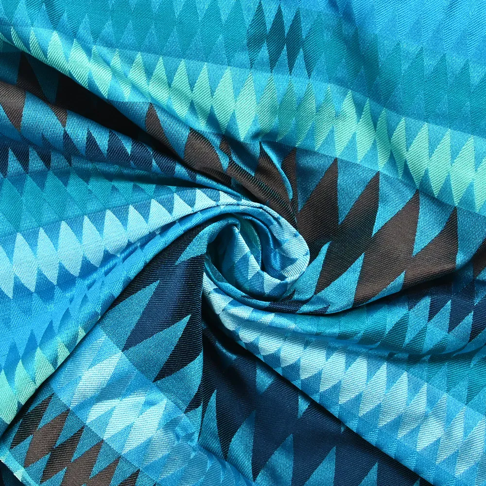 Jacquard de polyester carnaval bleu, turquoise et vert d'eau – Image 2