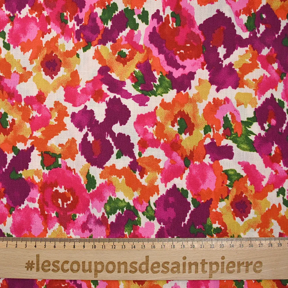 Crépon de viscose doupionné imprimé évasion fond écru – Image 3