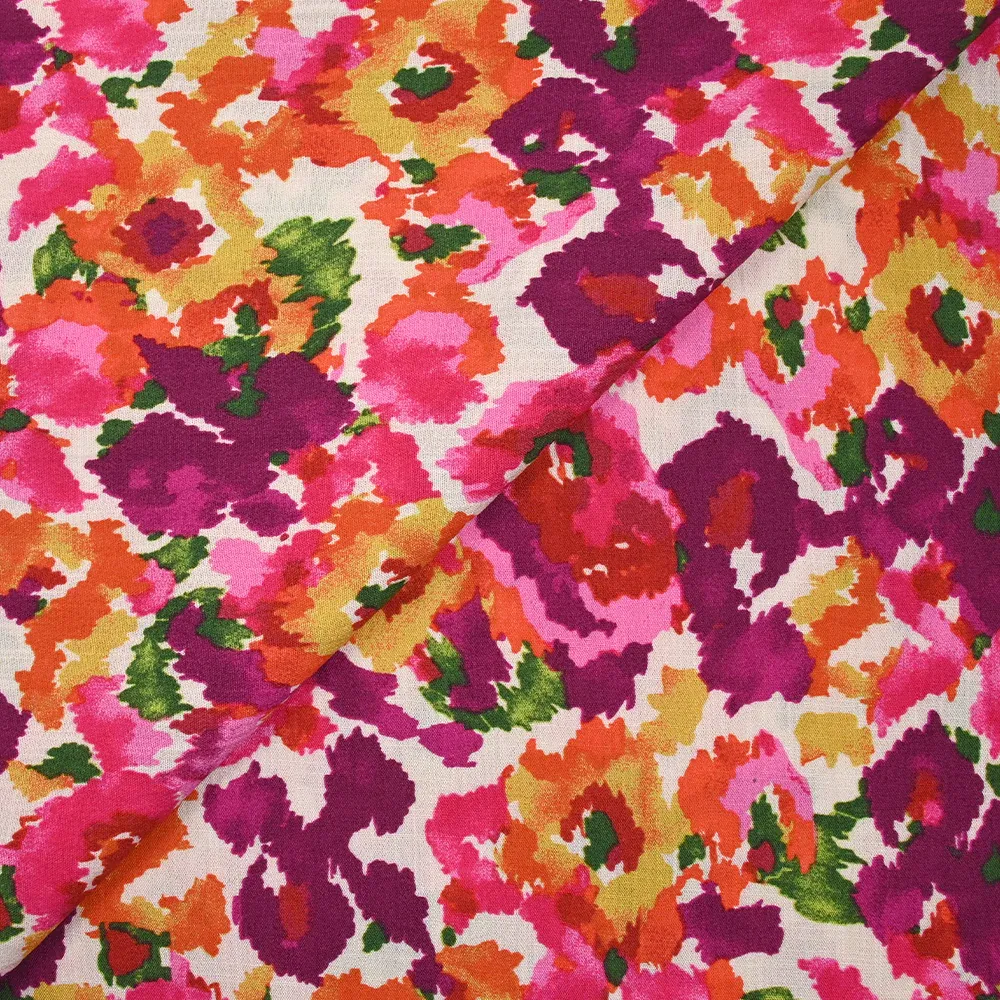 Crépon de viscose doupionné imprimé évasion fond écru – Image 4