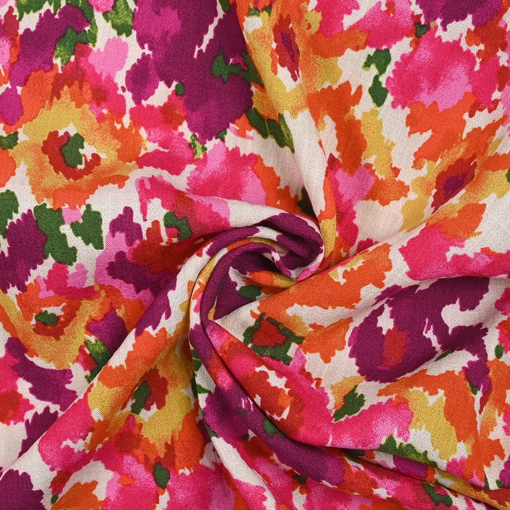 Crépon de viscose doupionné imprimé évasion fond écru – Image 2