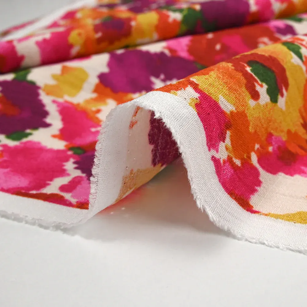 Crépon de viscose doupionné imprimé évasion fond écru – Image 6