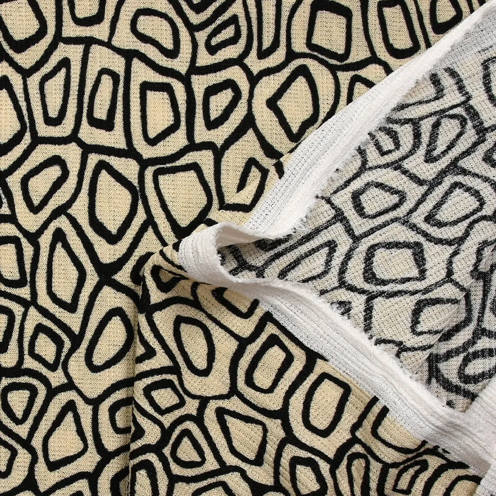 Maille côtelée imprimée cellules noir fond beige – Image 4