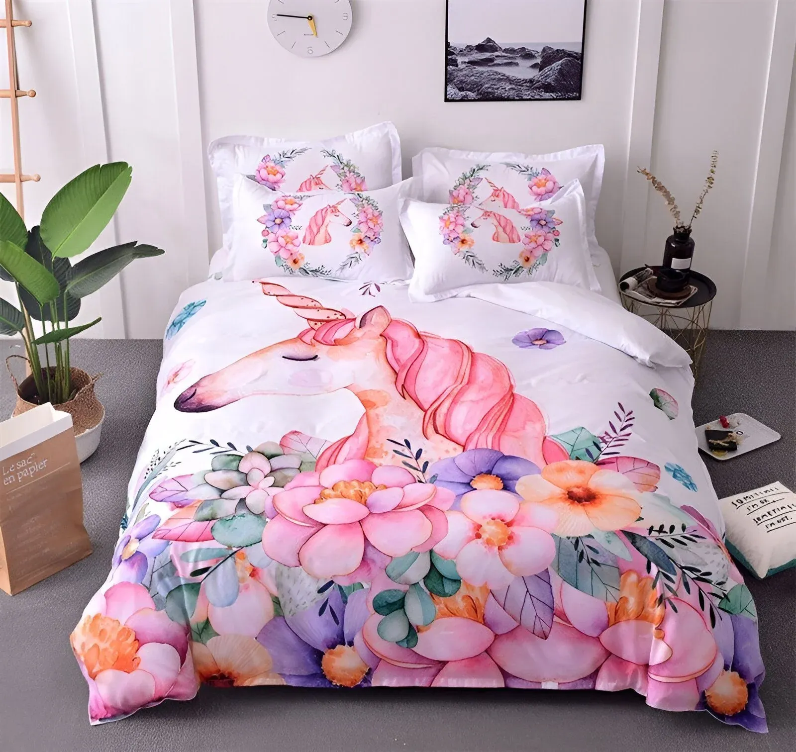 Housse de Couette Licorne Champ de Fleurs