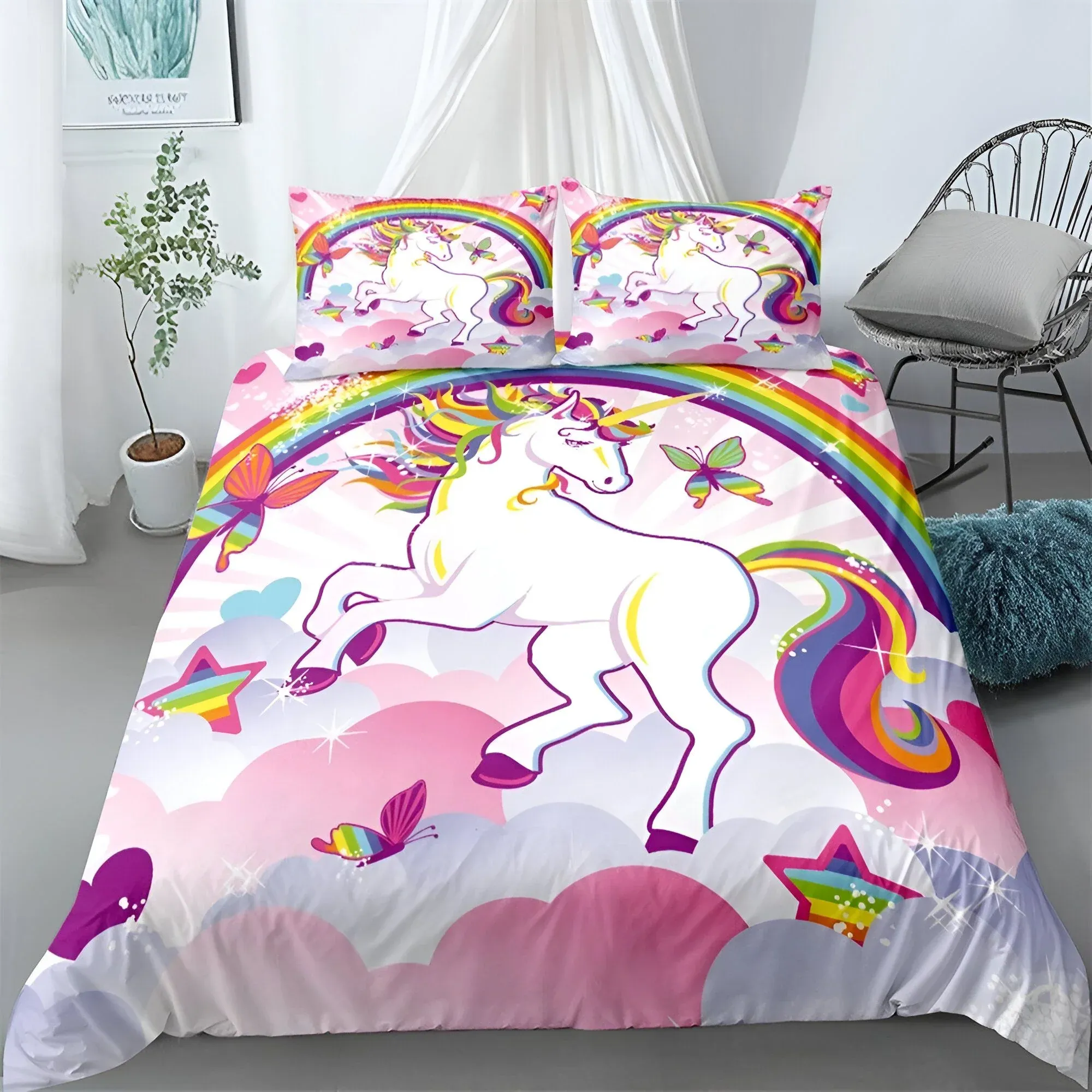 Housse de Couette Licorne Ciel Coloré